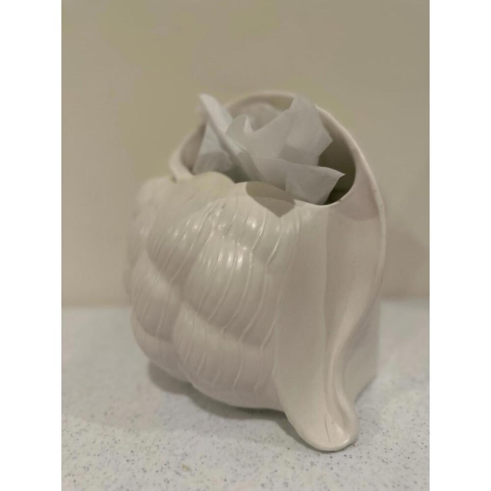 Vintage  Conch Sea Shell Tissue Box Cover Ceramic Pottery - Picture 5 of 11